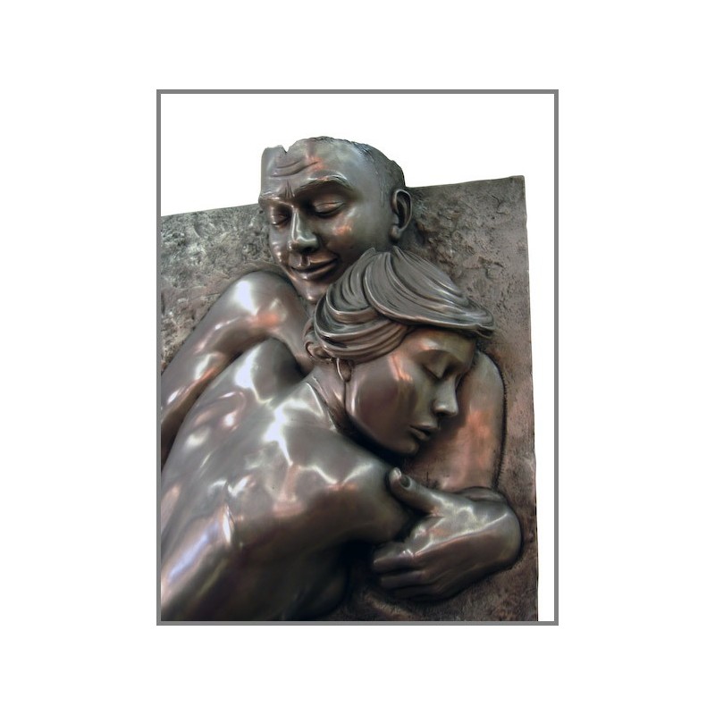 Sculpture en Bas relief d'un couple en métal