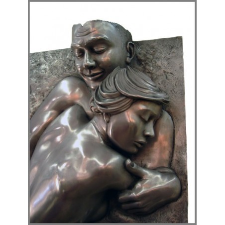 Sculpture en Bas relief d'un couple en métal